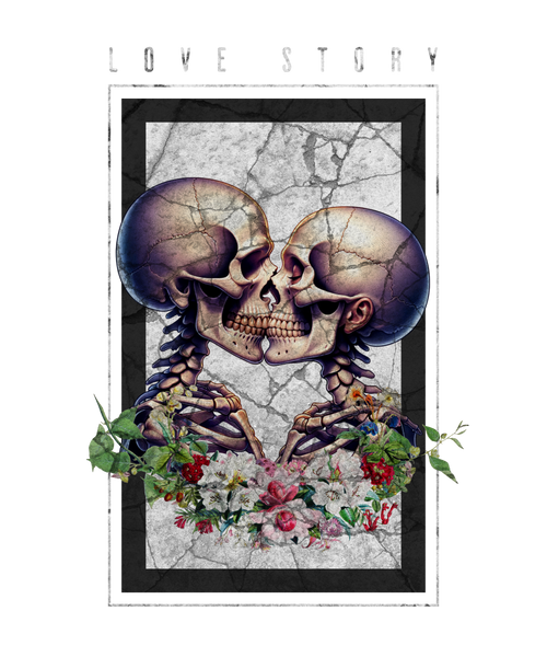Camiseta Stampia Love Story Calaveras y Flores | DTF 100% Algodón