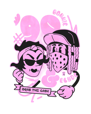 Camiseta Stampia 90s Bonnie & Clyde Grab the Cash