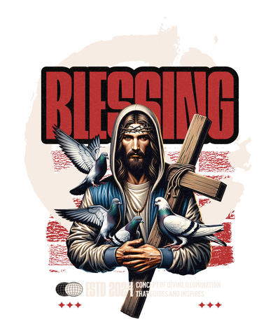 Camiseta Stampia BLESSING Jesús Urbano con Palomas | DTF 100% Algodón