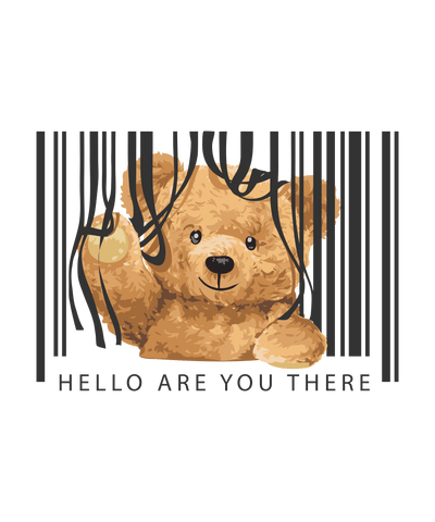Camiseta DTF “Hello Are You There” – Osito Entre Códigos 100% Algodón
