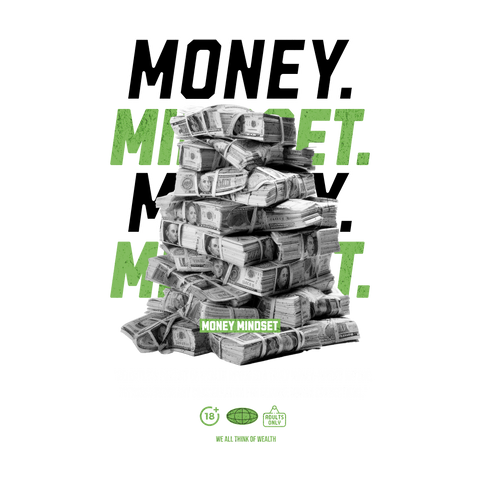 MONEY MINDSET – Camiseta con Montaña de Billetes y Estética Crítica 💸🧠
