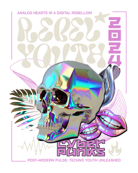 Camiseta Rebel Youth – Cyber Calaveras x Stampia ⚡👾