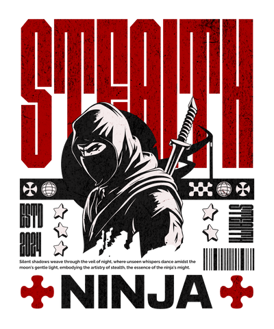 Stealth Ninja – Camiseta Ninja Japonesa Arte Oscuro con Katana