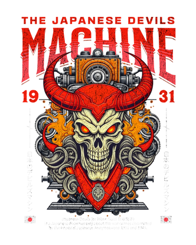 The Japanese Devils Machine – Camiseta Arte Infernal y Mecánico Estilo Japonés